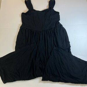 Ava & Viv Textured Black Cropped Jumpsuit Size 1X